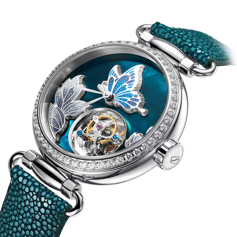 Sea-gull Artisan 713.95.8103L dameklokke smaragd 39mm