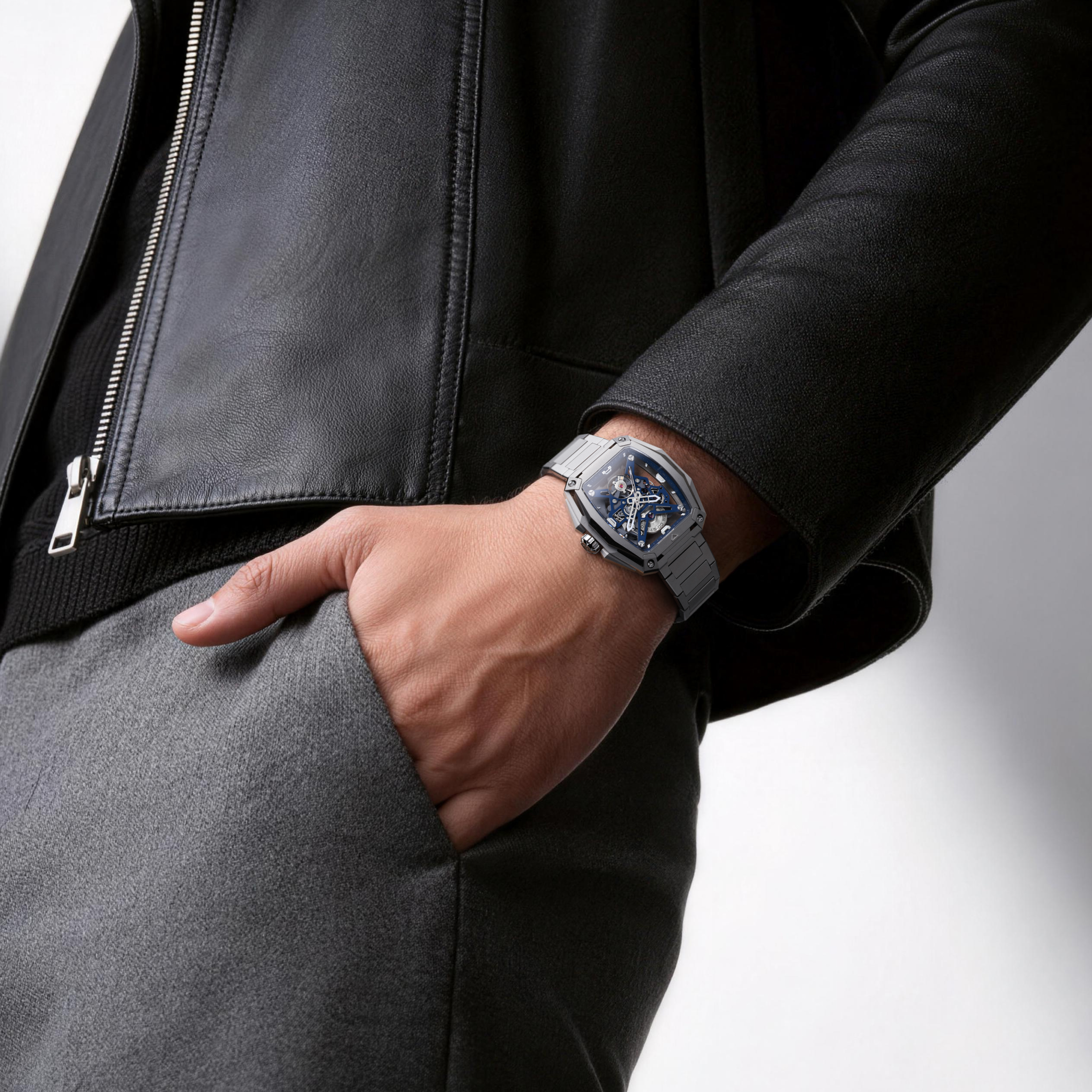 CIGA Design Hunter Titanium skjelettklokke blå