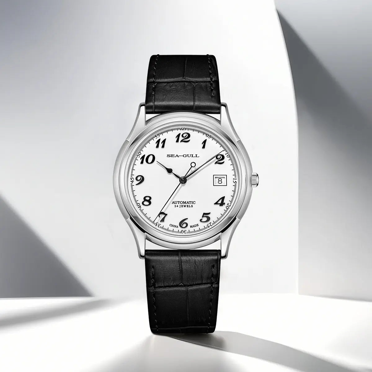 Sea-gull 519.13.1076 dressklokke hvit/sølv 39 mm