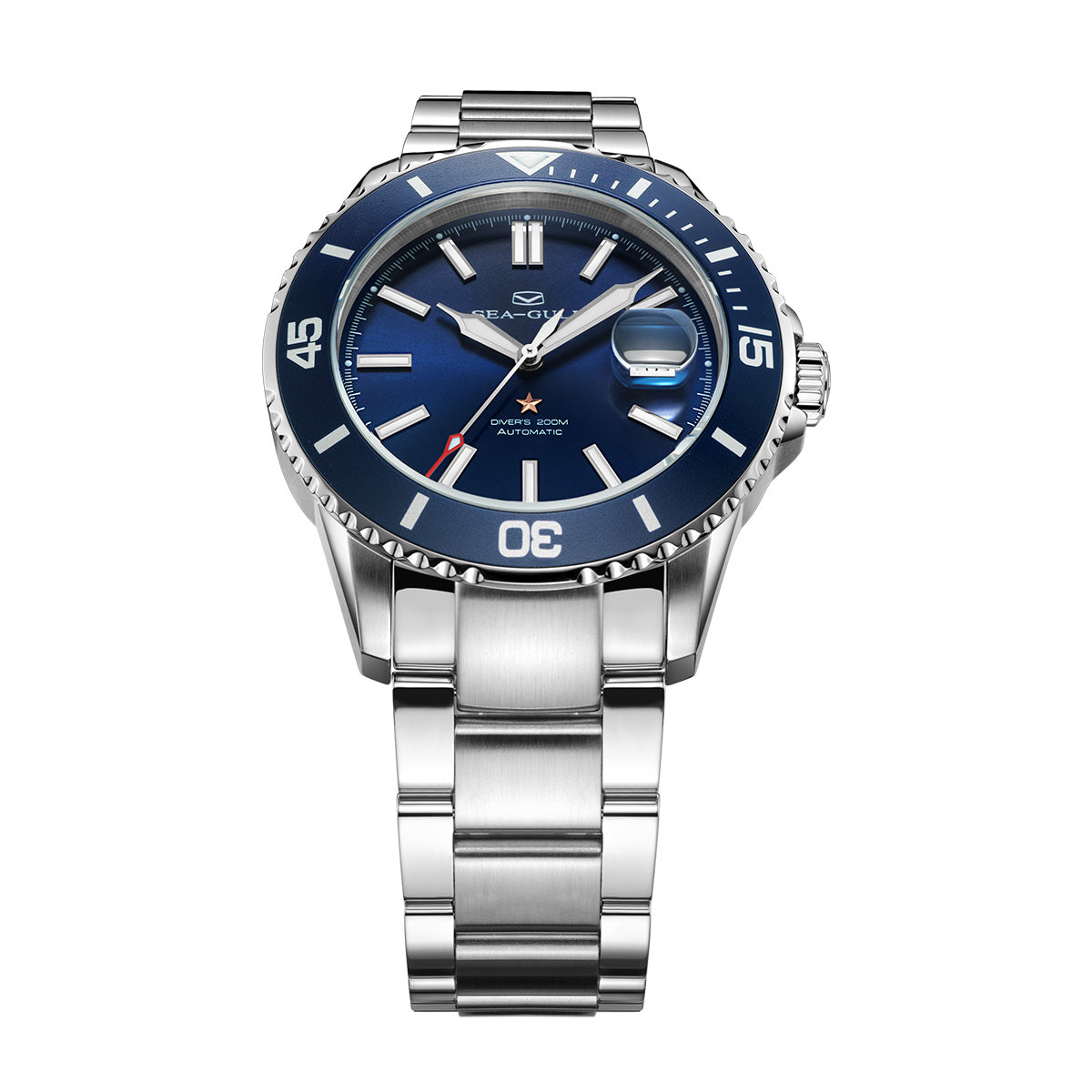 Sea-gull Ocean 816.32.1523 44mm dykkerklokke forstørret dato