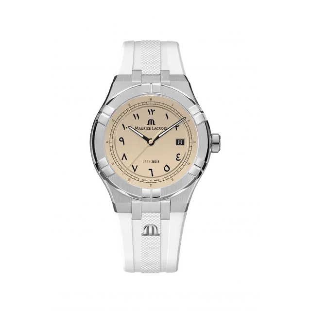 Label Noir Aikon Automatic 42MM klokke arabisk hvit gummi