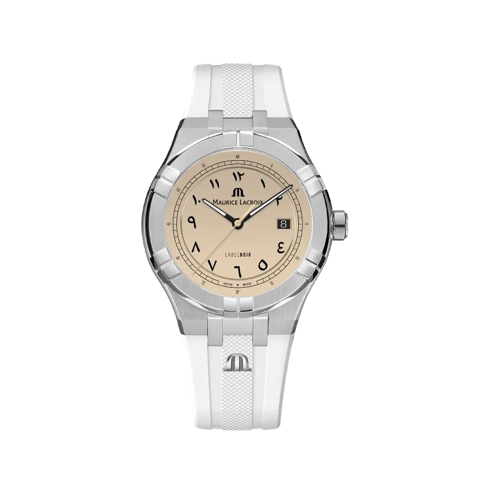 Label Noir Aikon Automatic 42MM klokke arabisk hvit gummi