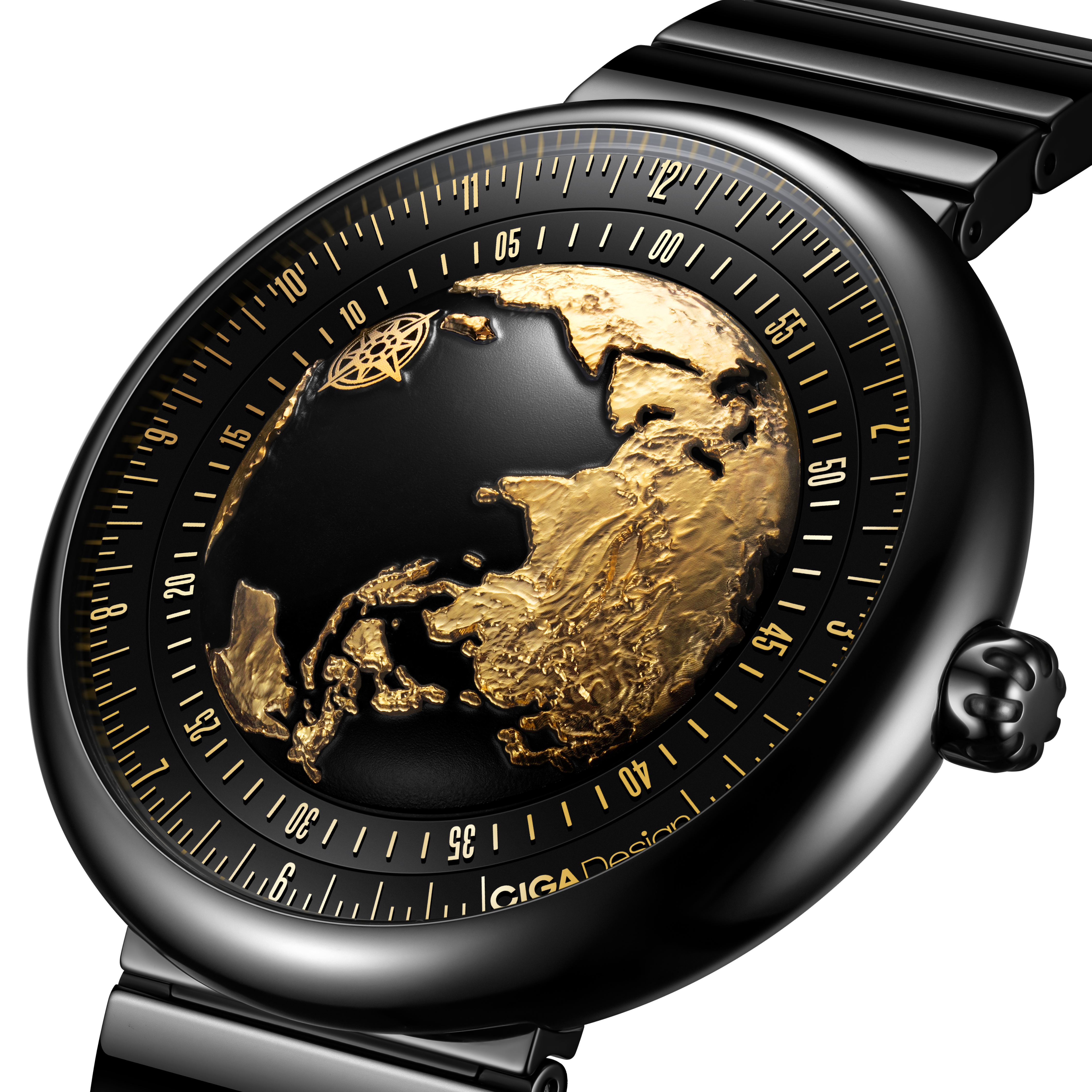 CIGA Design Blue Planet Gilded Age automatisk klokke 46mm gull