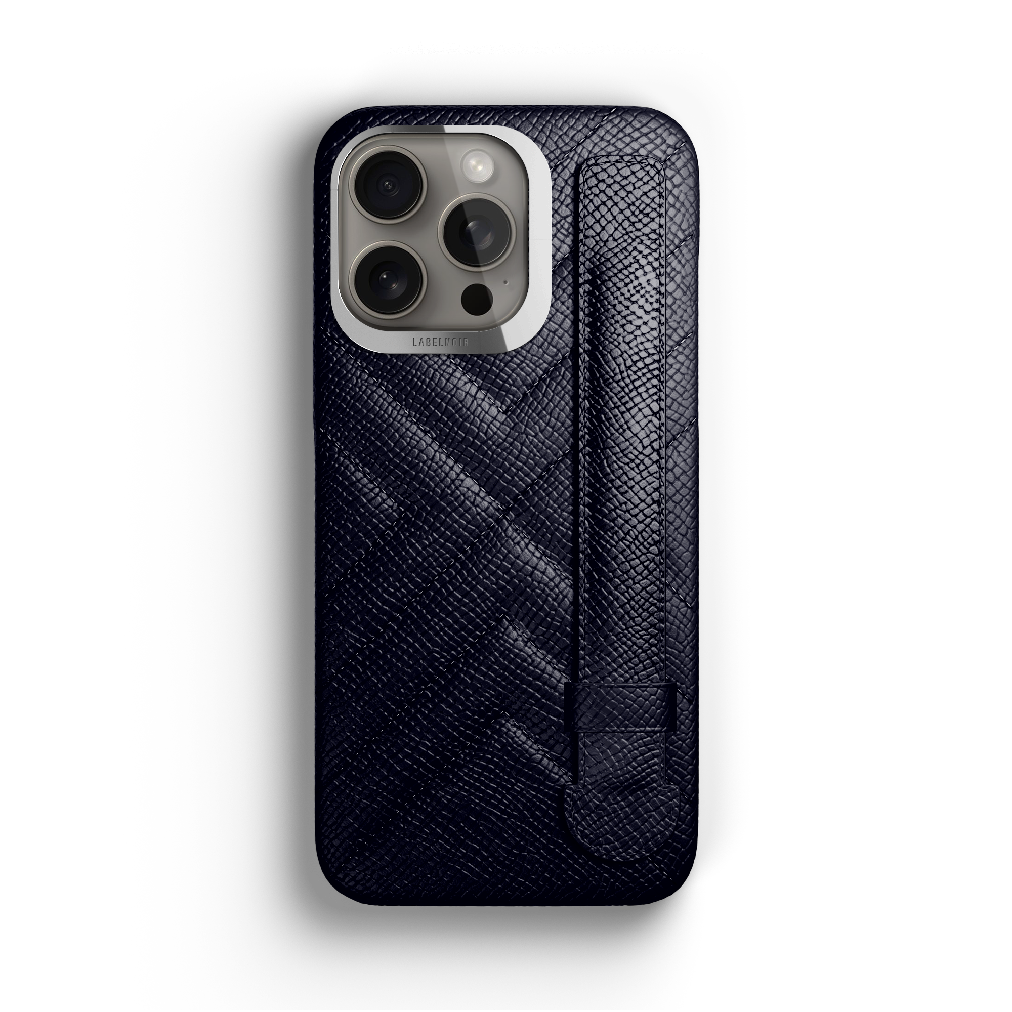 Label Noir iPhone 15 Pro deksel quiltet svart skinn