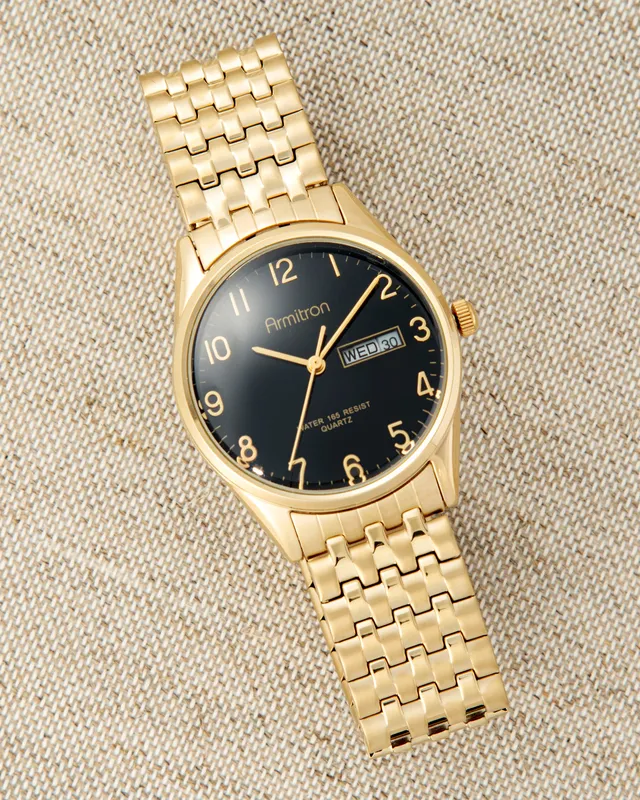 Armitron Vintage4000 analog klokke gull day-date