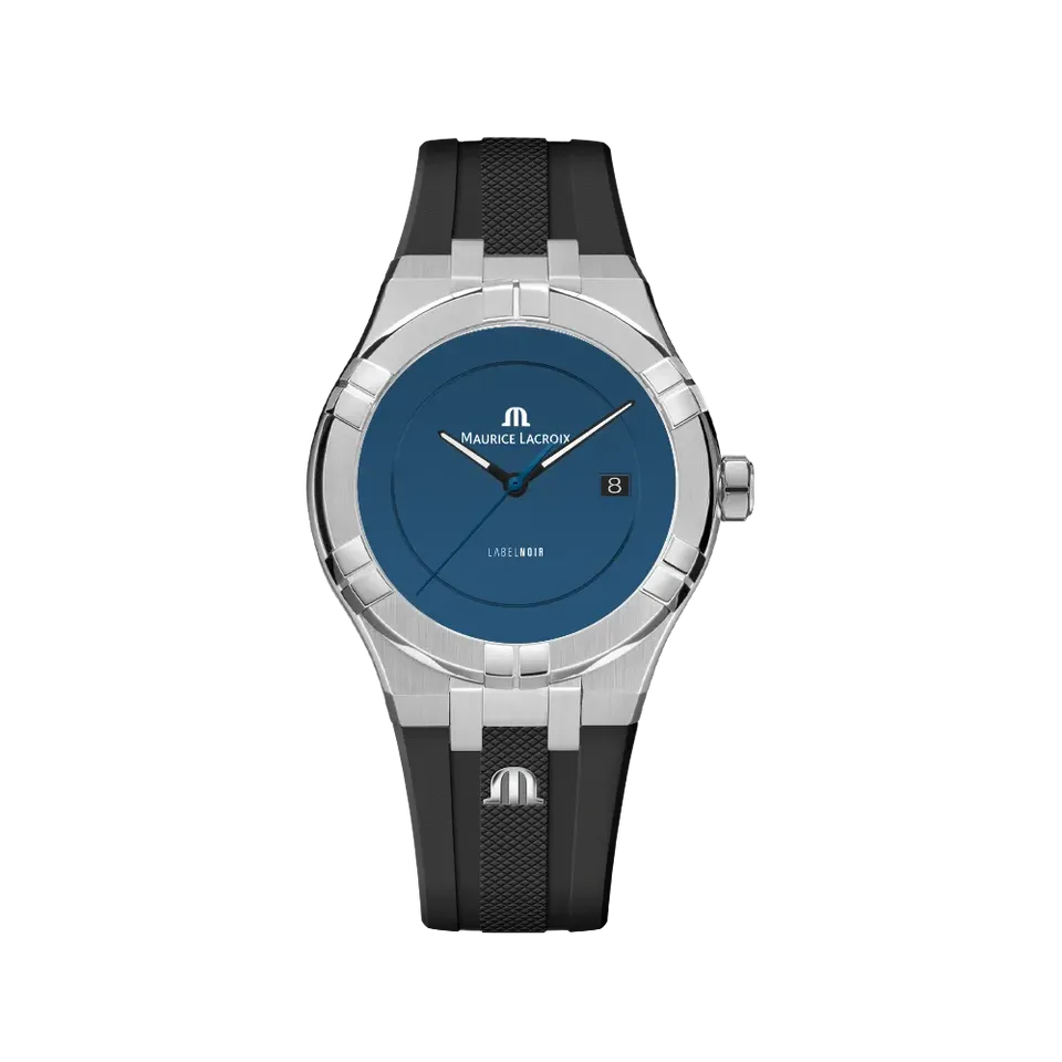 Label Noir Aikon Automatic 42MM klokke stål sort blå detaljer