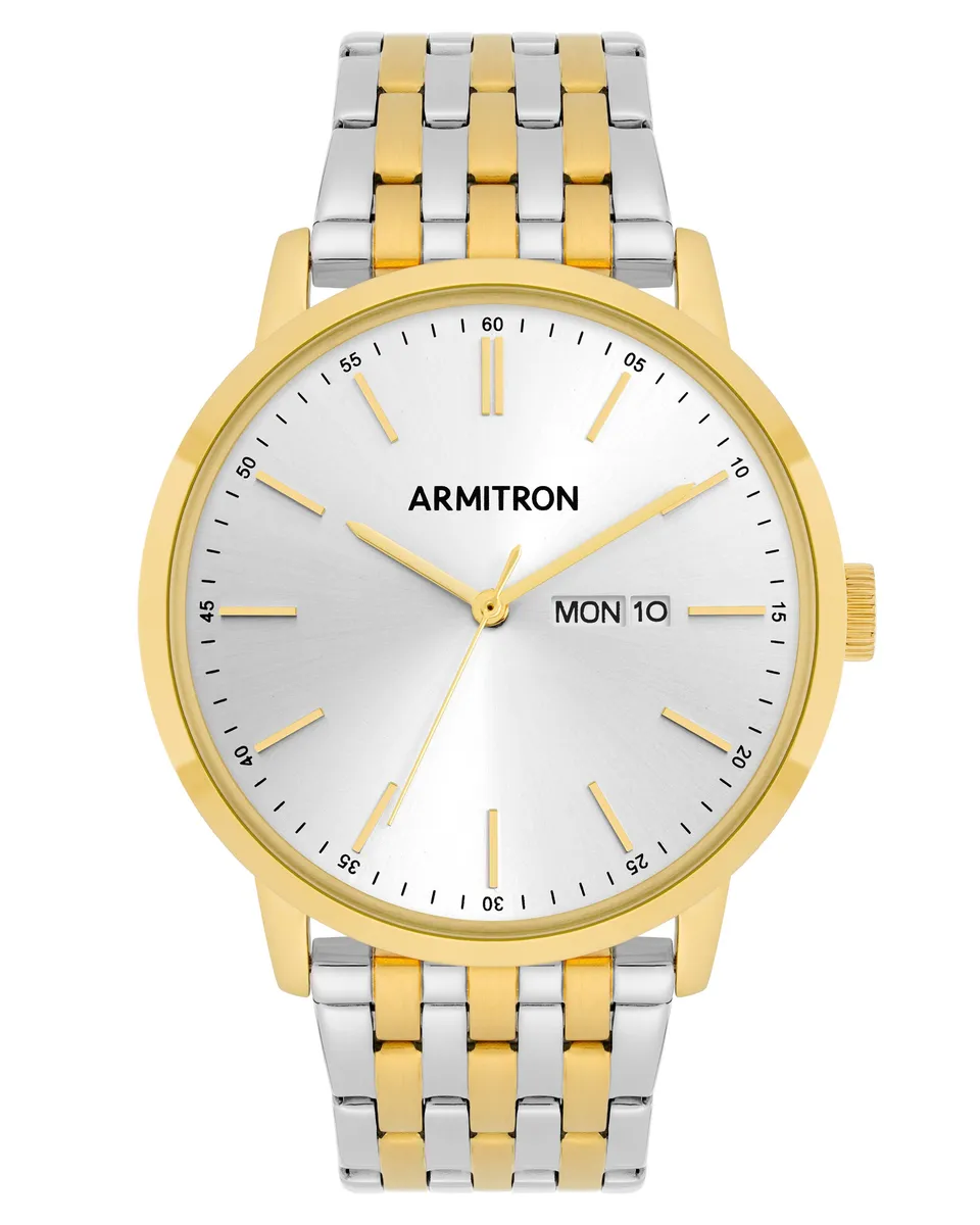 Armitron Miles 42mm herreklokke gull sølv tofarget