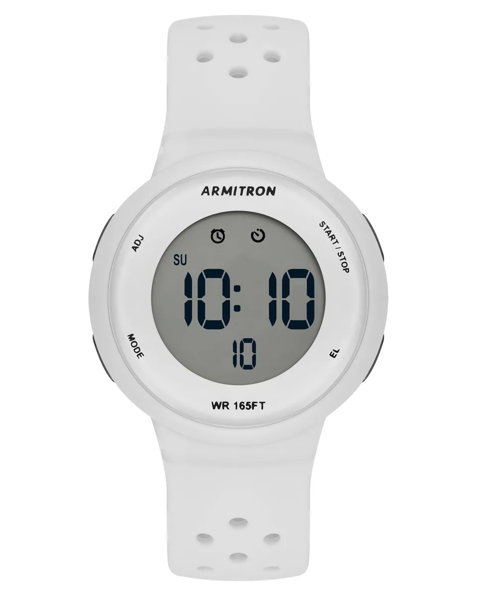 Armitron Pulse 36mm digitalklokke hvit silikon