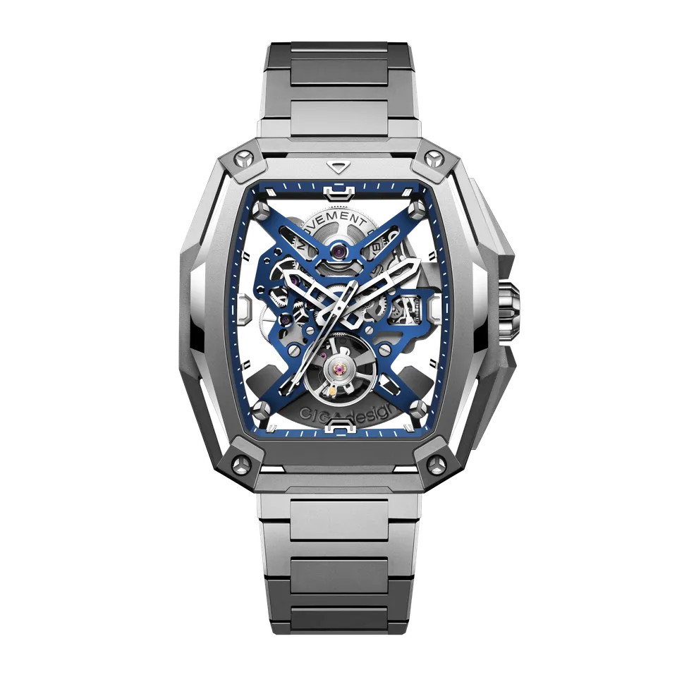 CIGA Design Hunter Titanium skjelettklokke blå