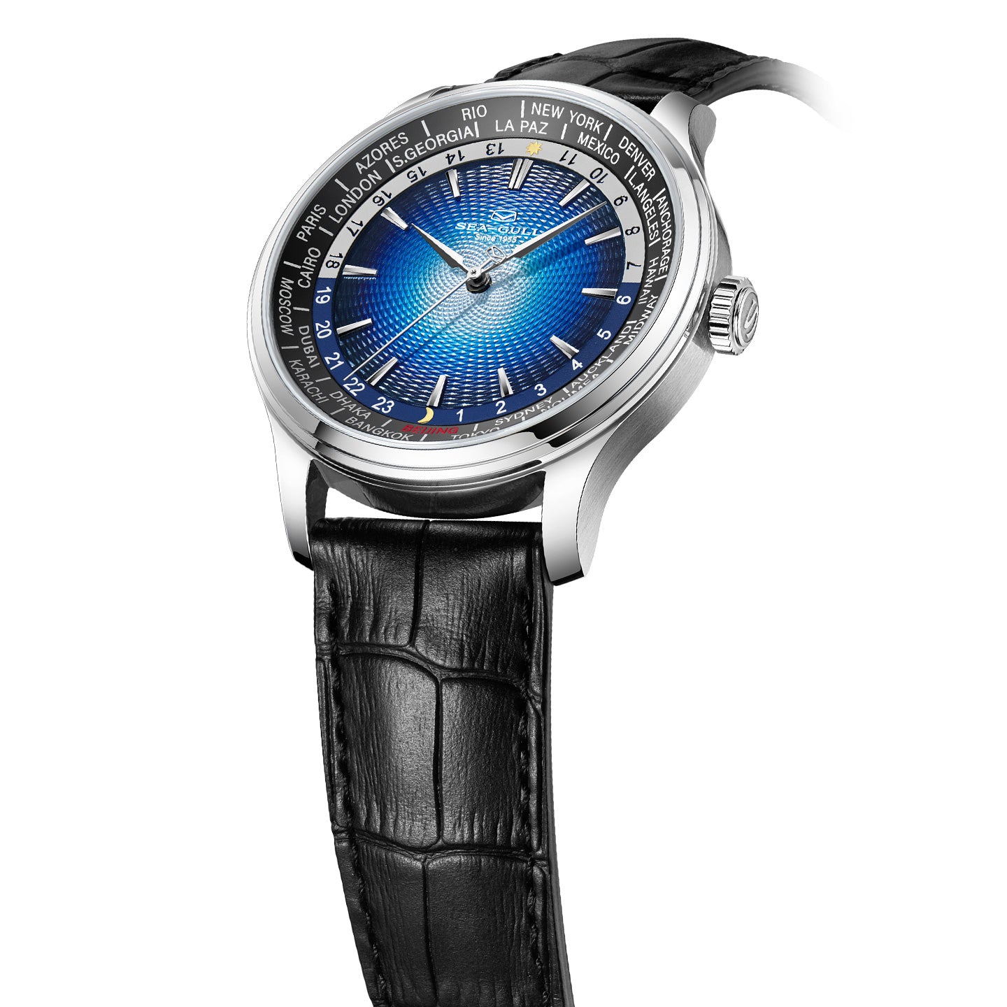 Sea-gull Extraordinary 819.12.1084 herreklokke hvit GMT