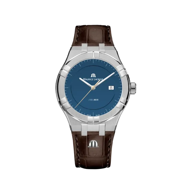 Label Noir Aikon Automatic 42MM klokke blå brun lær