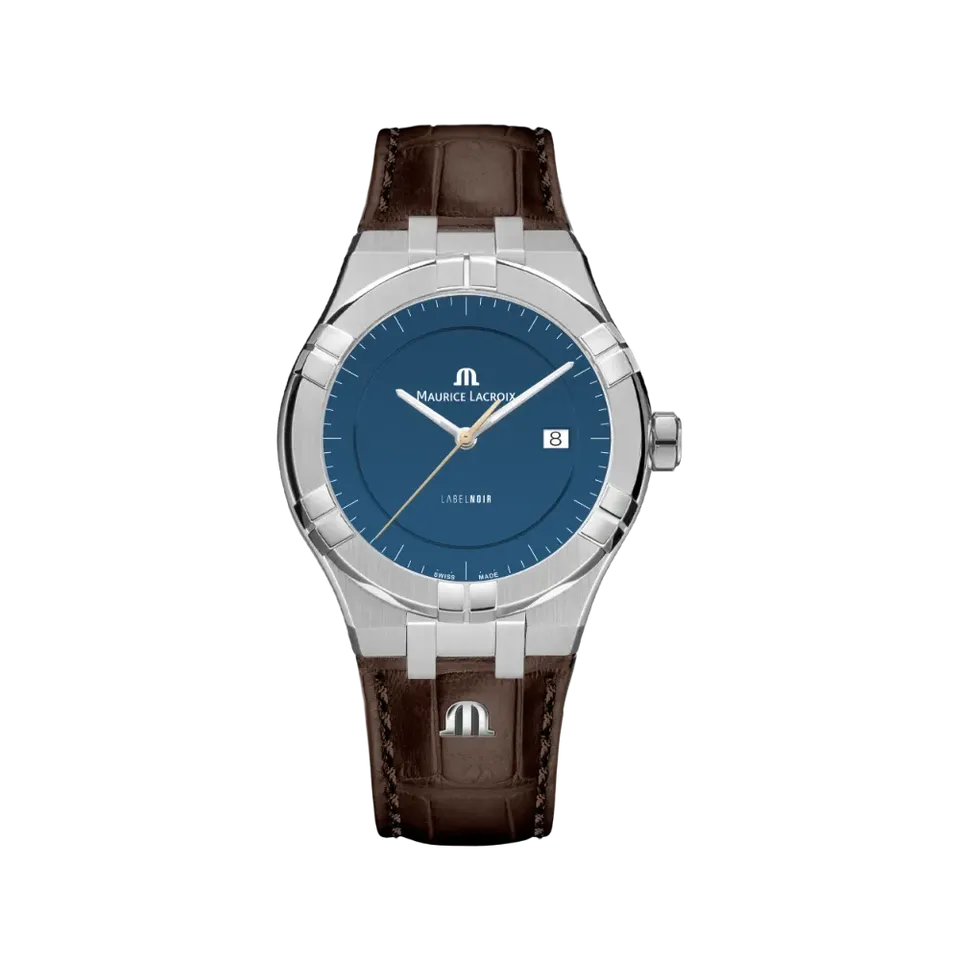 Label Noir Aikon Automatic 42MM klokke blå brun lær