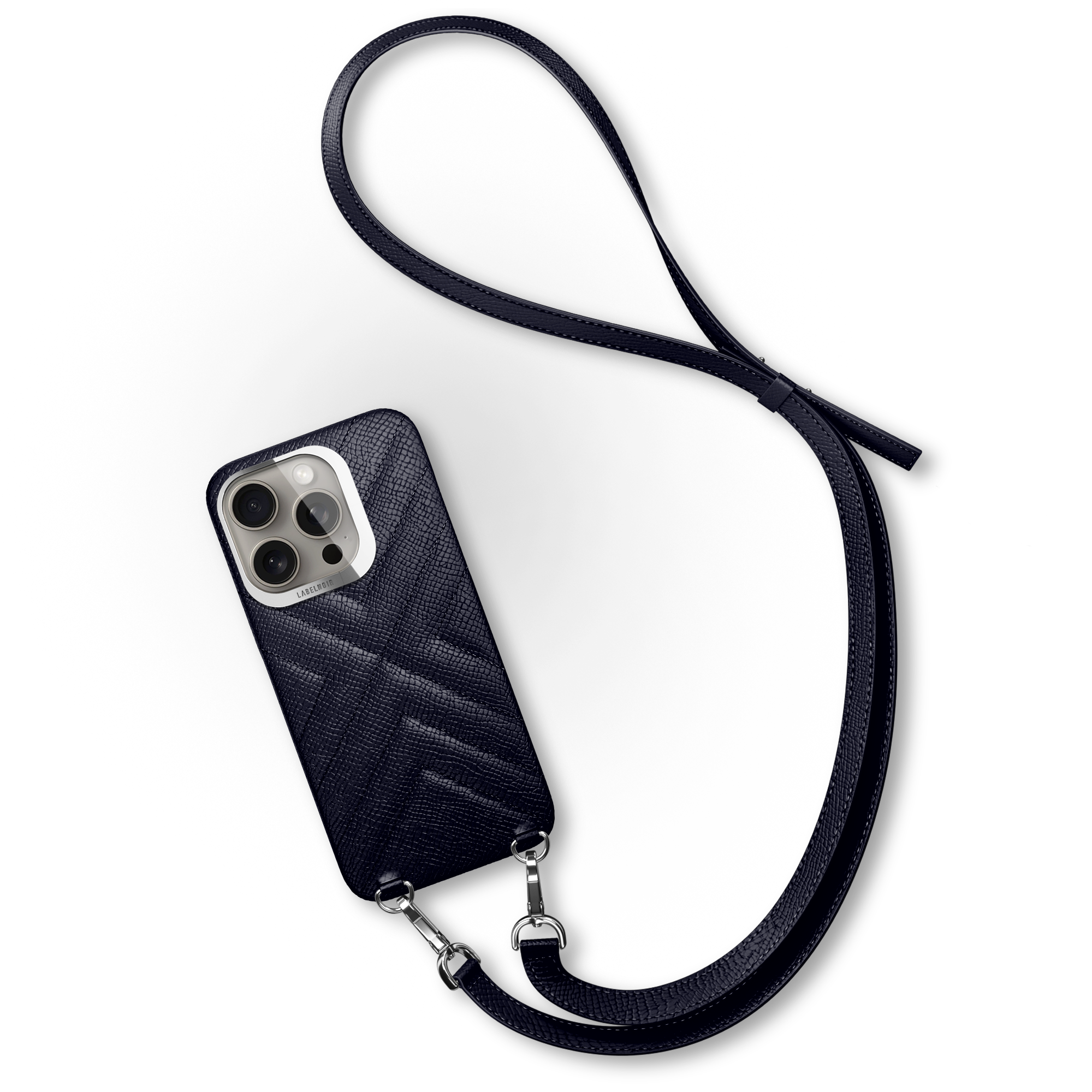 Label Noir iPhone 16 Pro Max crossbody-deksel skinn svart