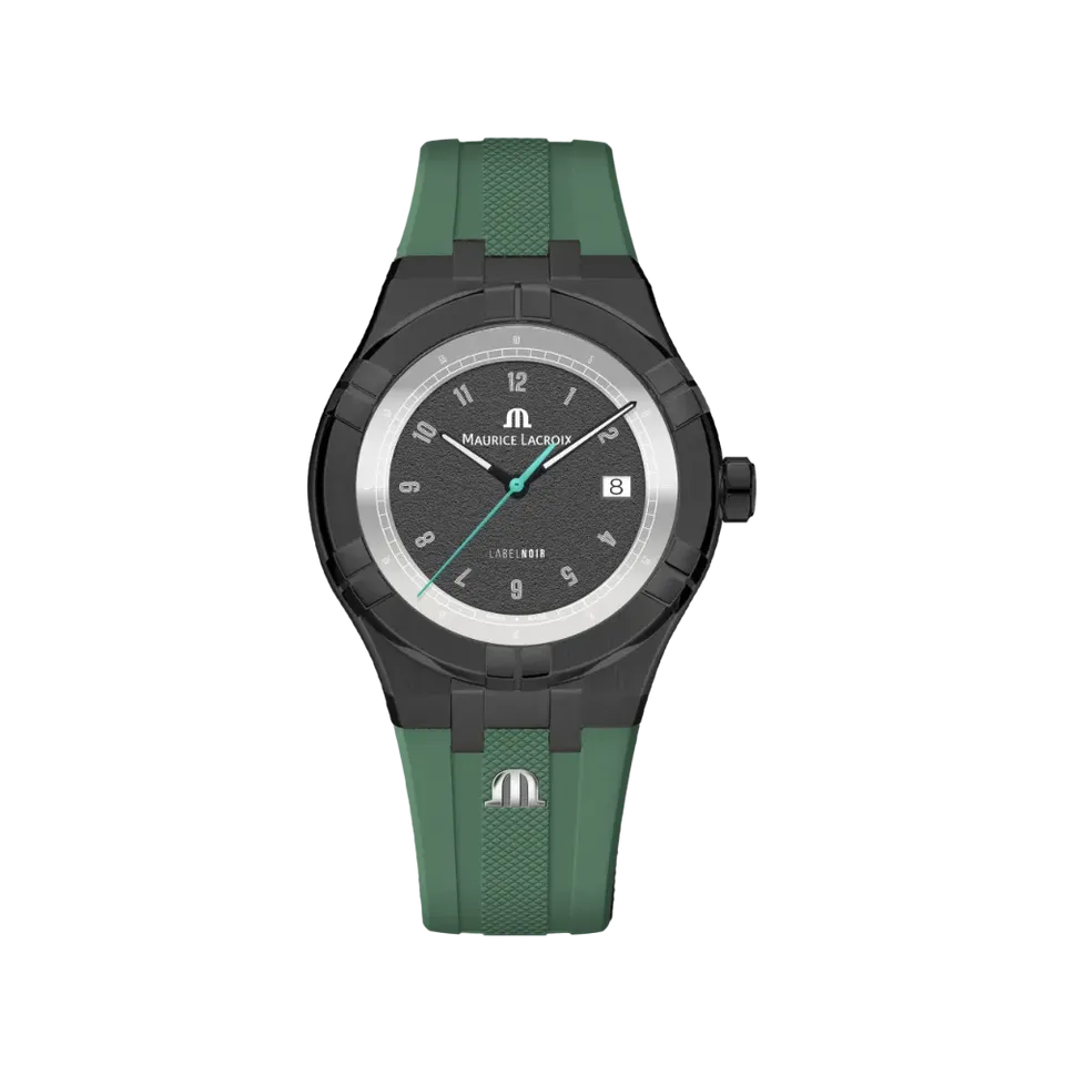 Label Noir Aikon Automatic 42MM klokke svart PVD grønn gummi