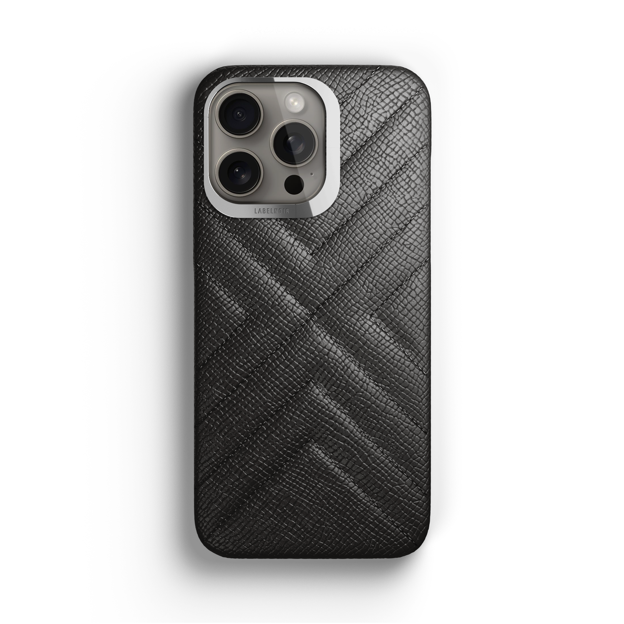Label Noir Quilted iPhone 15 Pro deksel skinn svart