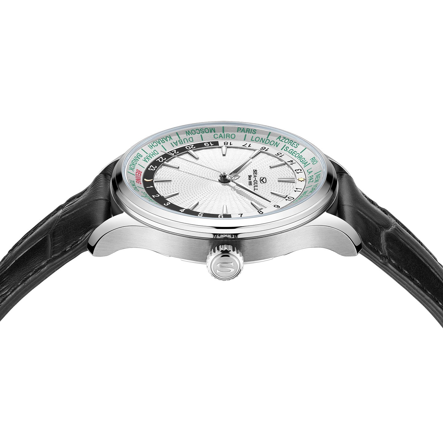 Sea-gull Extraordinary 819.12.1084 herreklokke hvit GMT