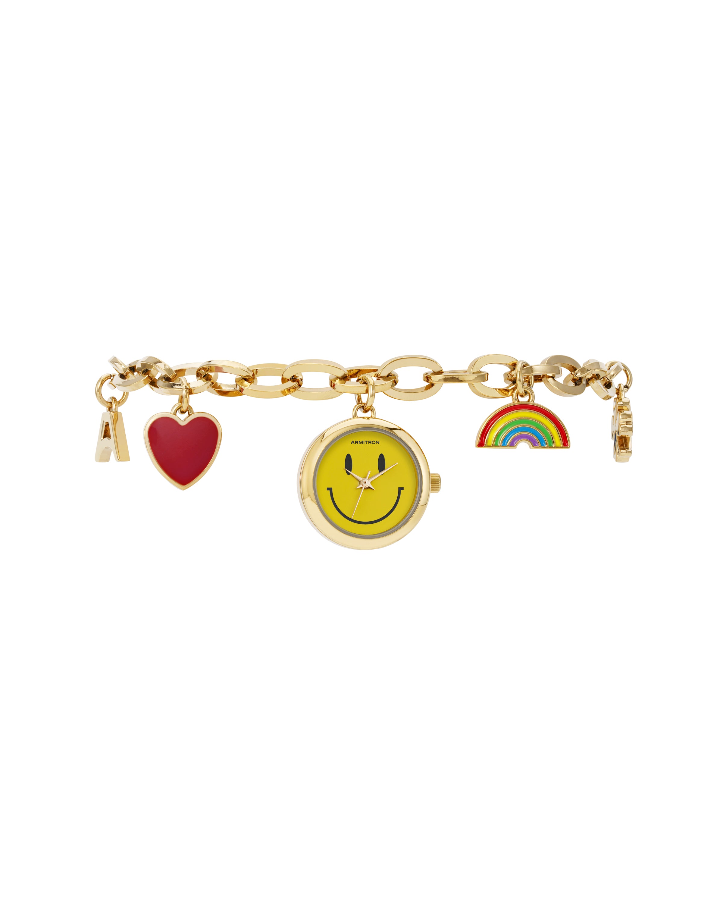 Armitron Bag Charm Chain klokke gull smiley