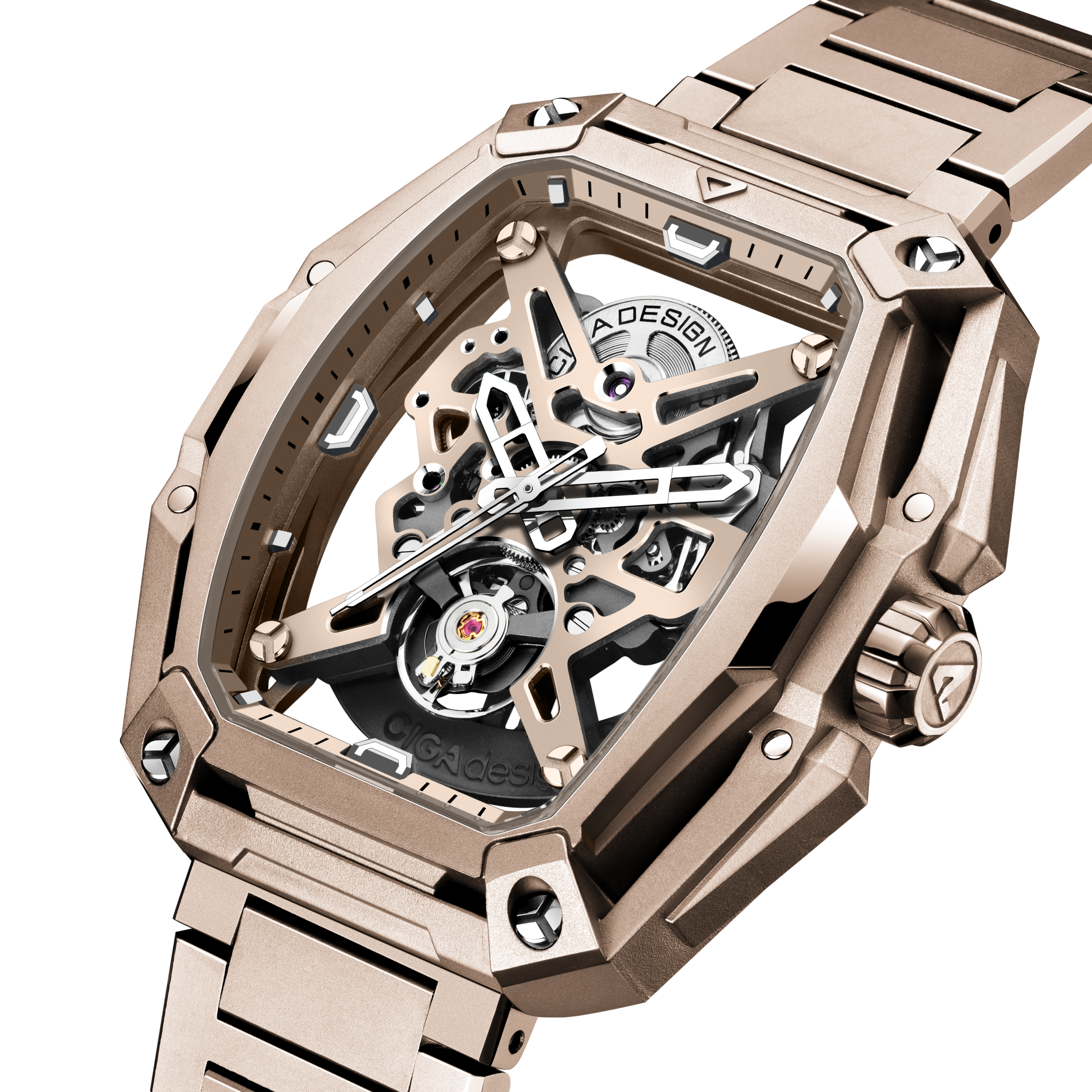 CIGA Design Hunter Vintage skjelettklokke rose gold