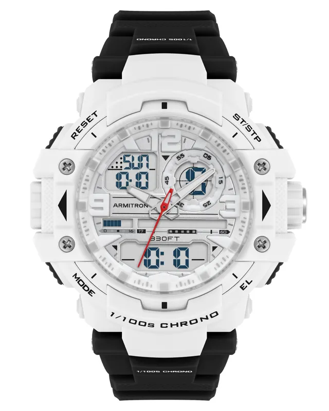 Armitron Dual 52mm sportsklokke herre hvit svart