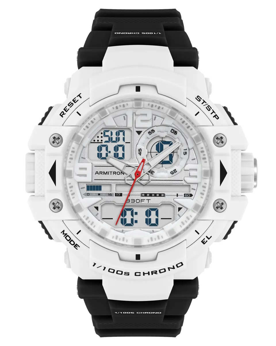 Armitron Dual 52mm sportsklokke herre hvit svart
