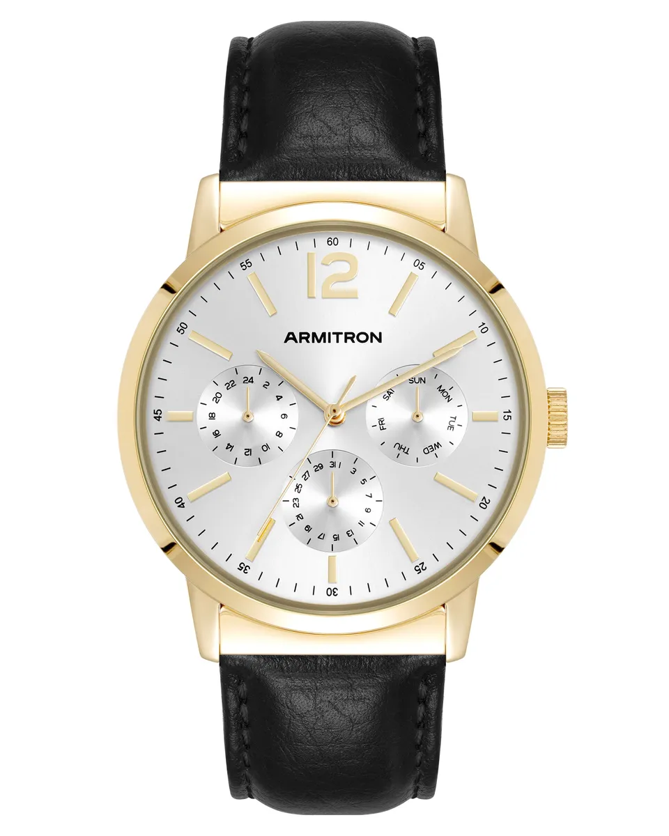 Armitron Hudson herreklokke 42mm sort skinn quartz