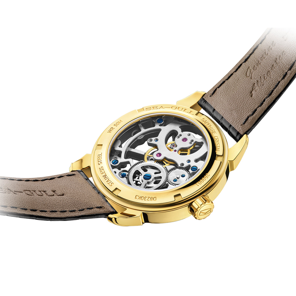 Sea-gull Artisan Heritage 518.98.6200K skjelett herreur gul