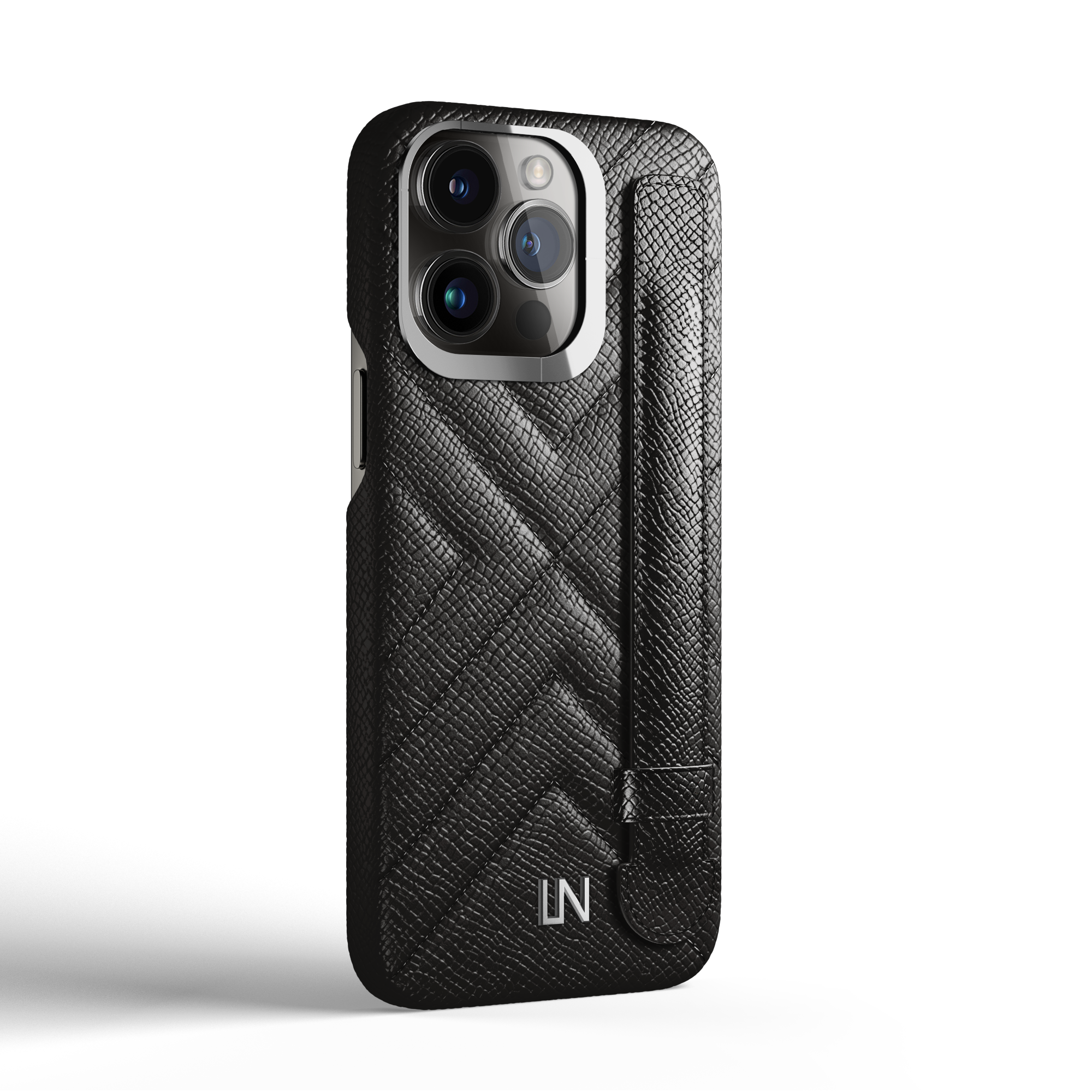 Label Noir Quilted iPhone 14 Pro Max deksel sort skinn