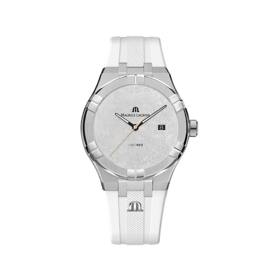 Label Noir Aikon Automatic 42MM klokke svart hvit gummirem