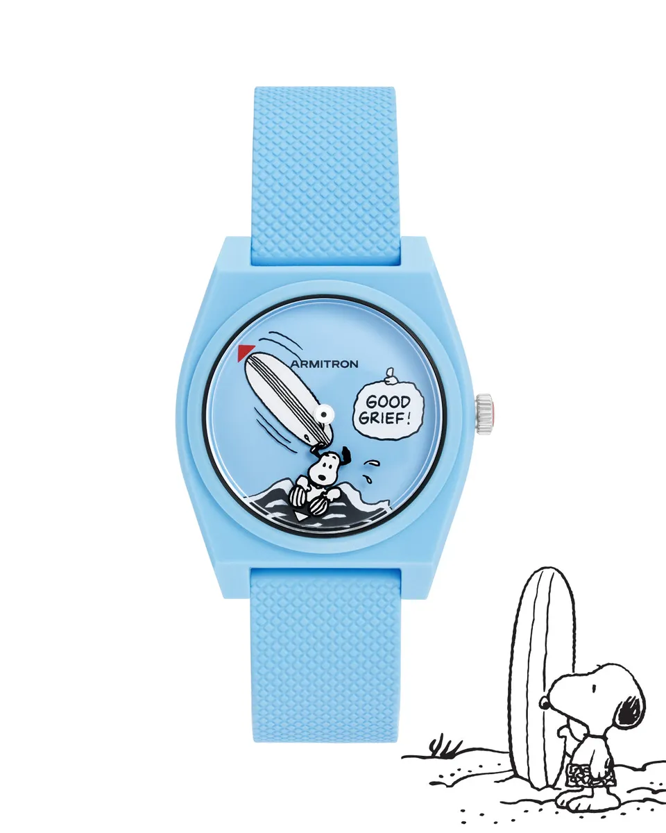 Armitron Peanuts Good Grief 36mm dameklokke blå plast