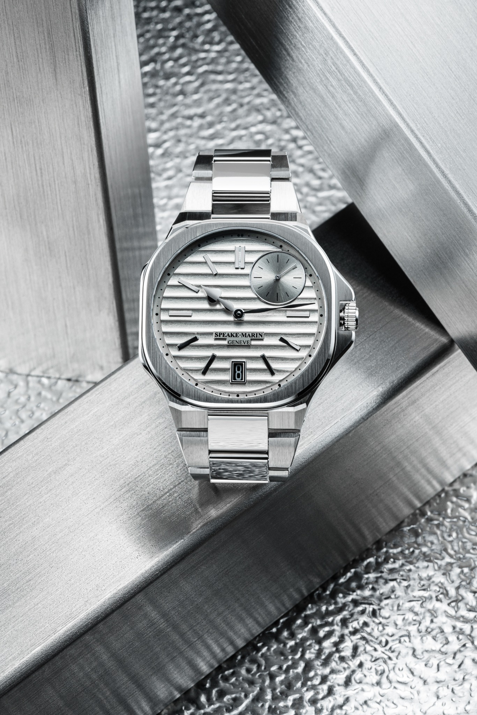 Speake-Marin Ripples Infinity Date klokke stål sølv