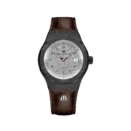 Label Noir Aikon Automatic 42MM klokke PVD hvit brunt lærrem