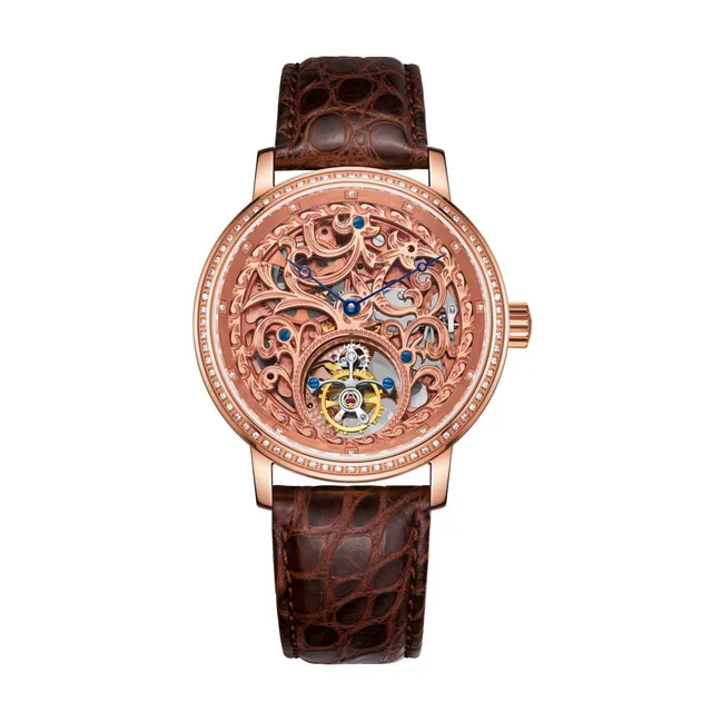 Sea-gull 518.85.5056VK tourbillonklokke roségull skjelett