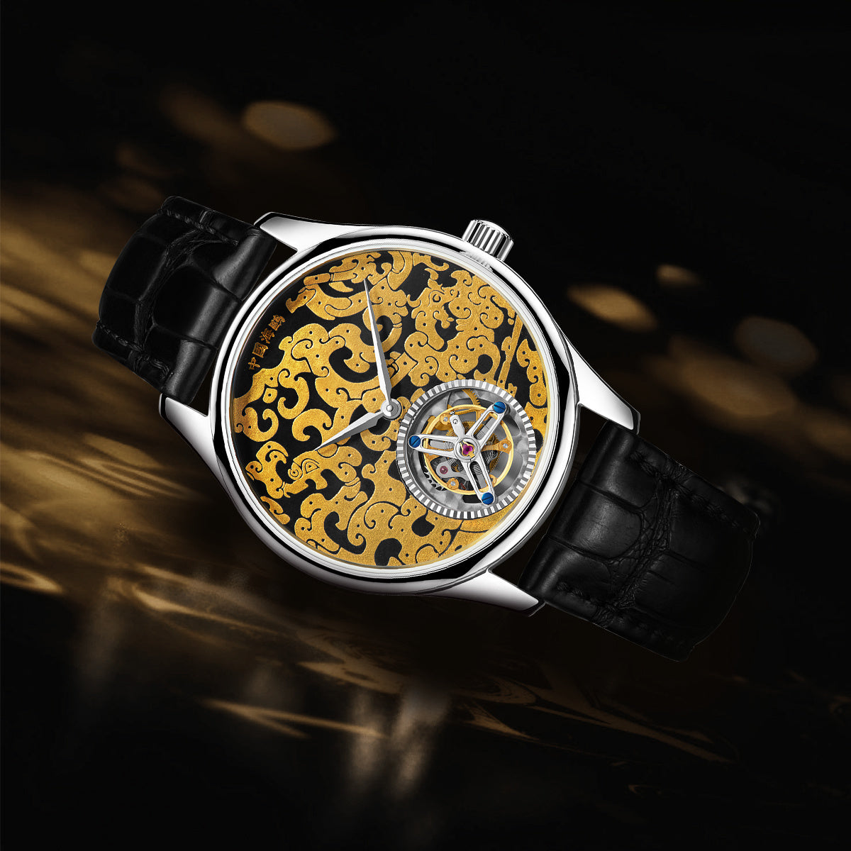 Sea-gull Heritage 818.98.8840 herreklokke 42mm svart skjelett