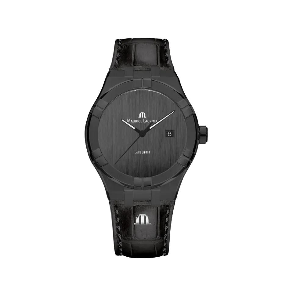 Label Noir Aikon Automatic 42MM klokke svart skinn PVD