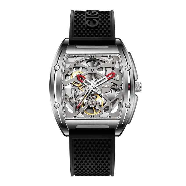 CIGA Design Edge Original skjelettklokke automatisk titan svart