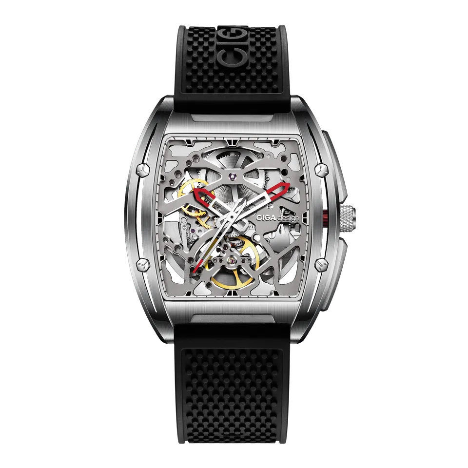 CIGA Design Edge Original skjelettklokke automatisk titan svart