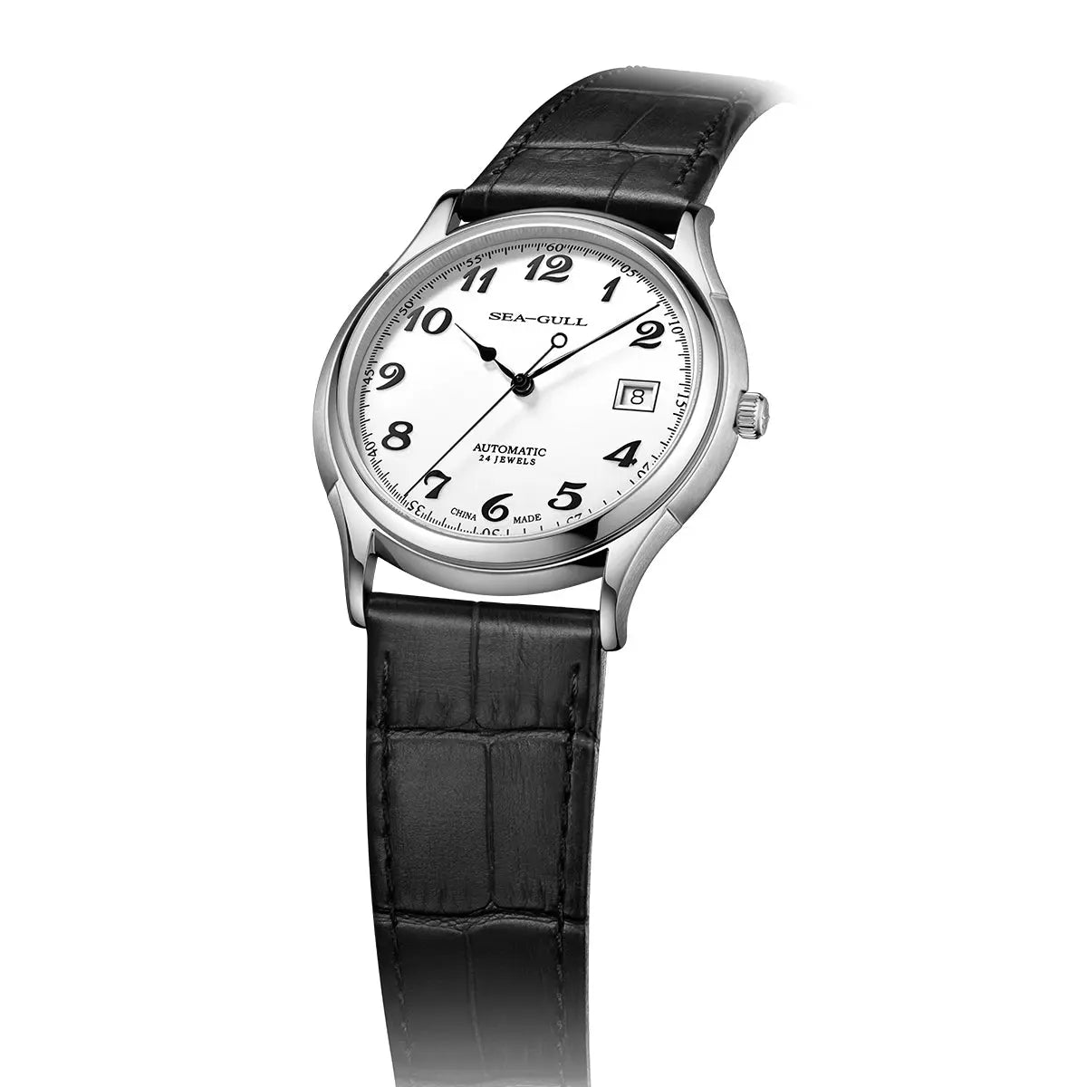 Sea-gull 519.13.1076 dressklokke hvit/sølv 39 mm