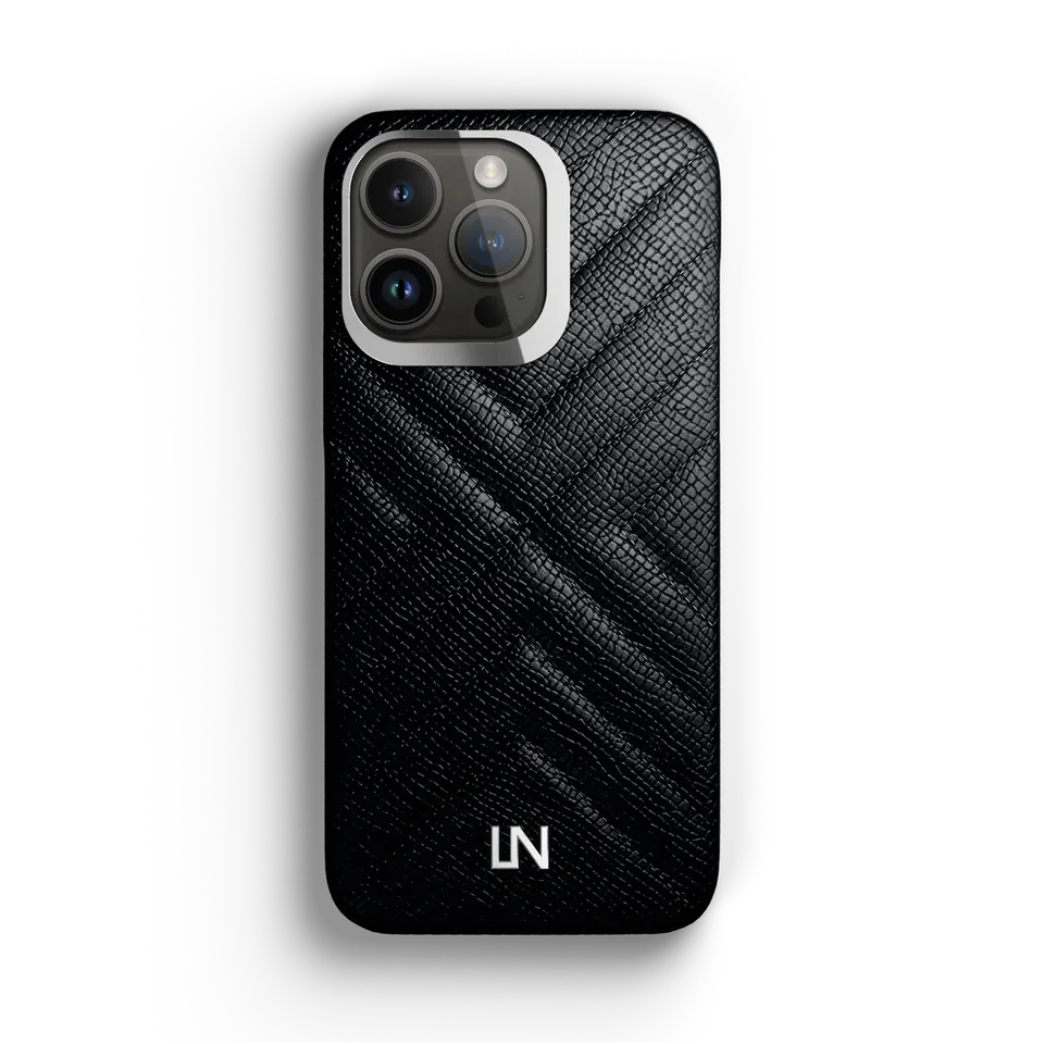 Label Noir iPhone 13 Pro Max deksel svart quiltet skinn