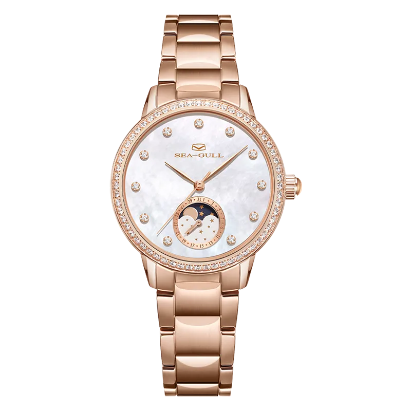 Sea-gull 319.15.1136L dameklokke automatisk 34 mm brun