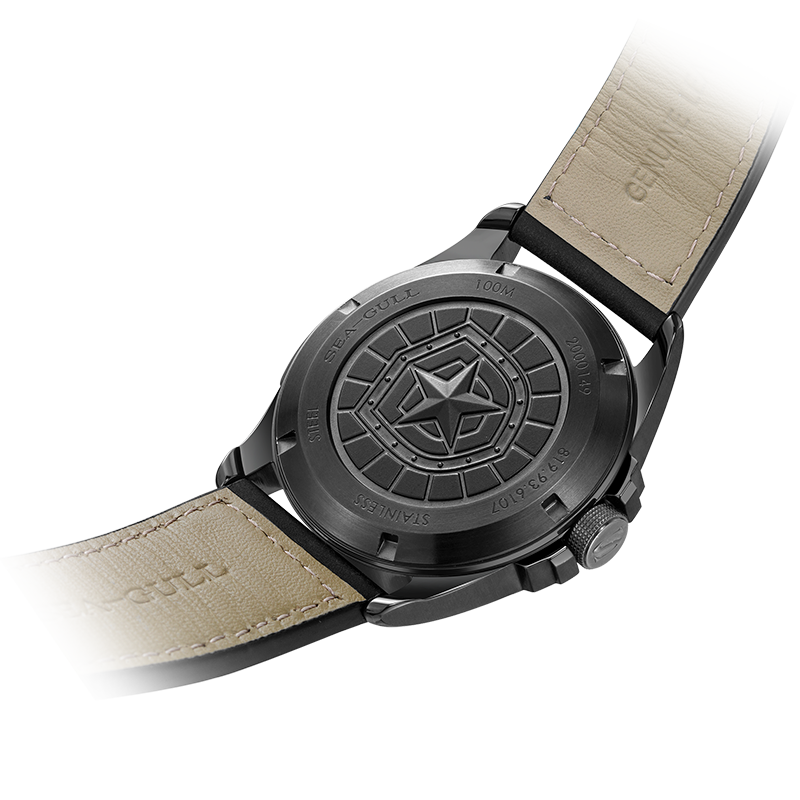Sea-gull Army One 819.93.6107 herreklokke sort 43 mm