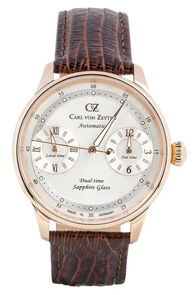 Carl von Zeyten Schönmünzach CVZ0086RWHS herreklokke hvit dual time