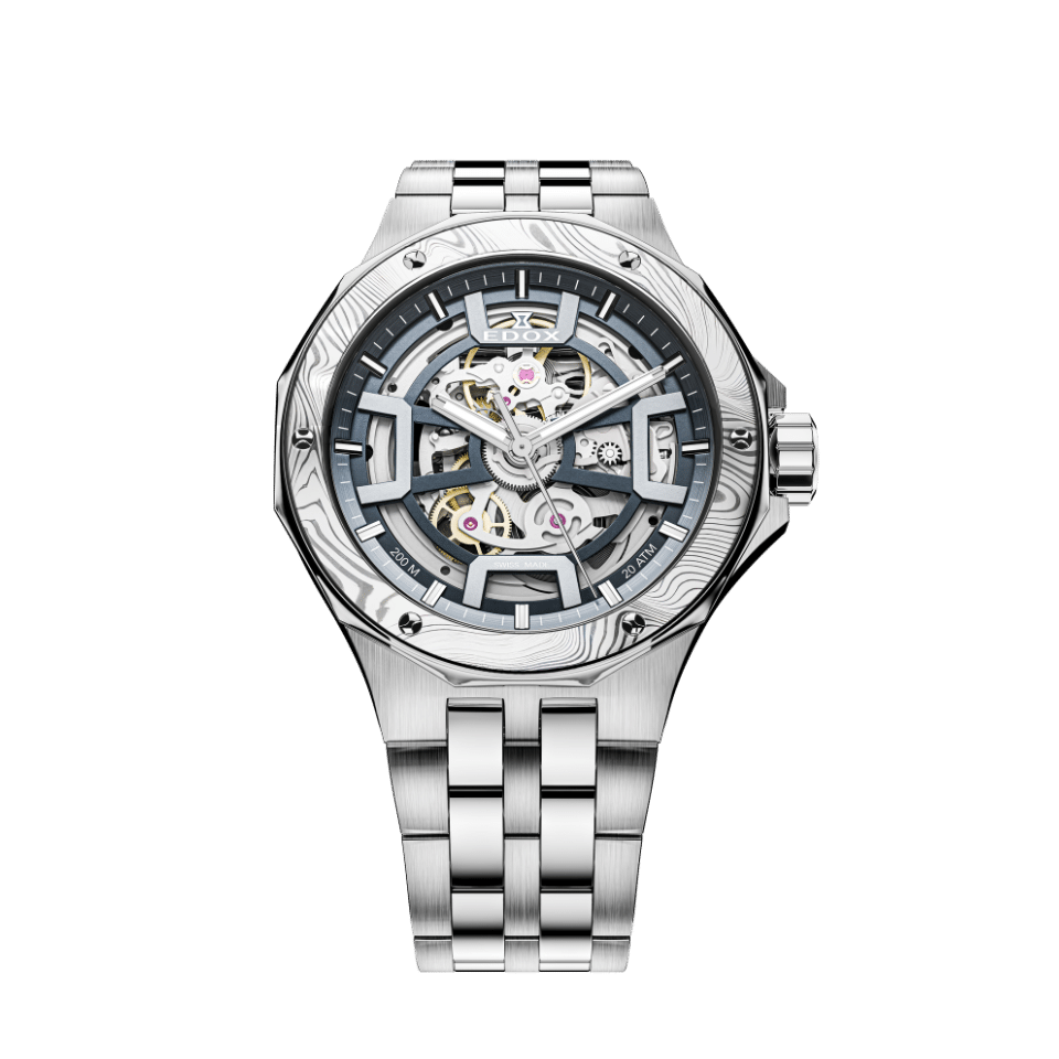 Edox Delfin Mecano Automatic Damascus Steel Limited Edition herreklokke