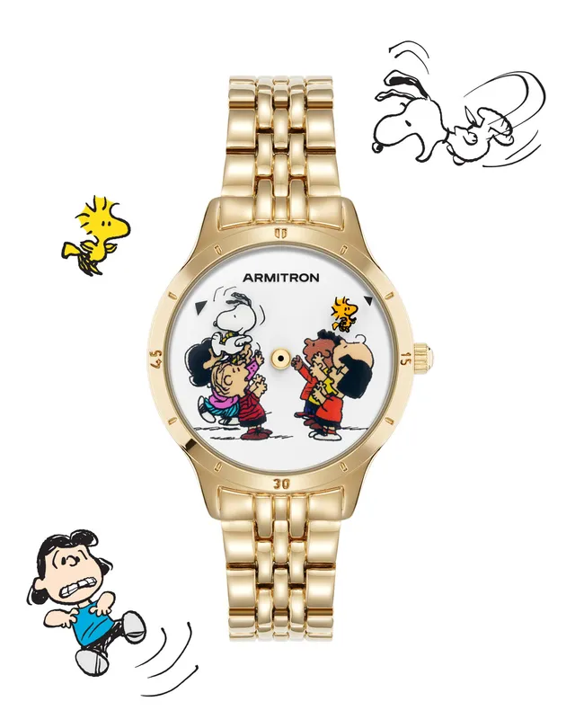 Armitron Peanuts 34mm dameklokke gull Snoopy