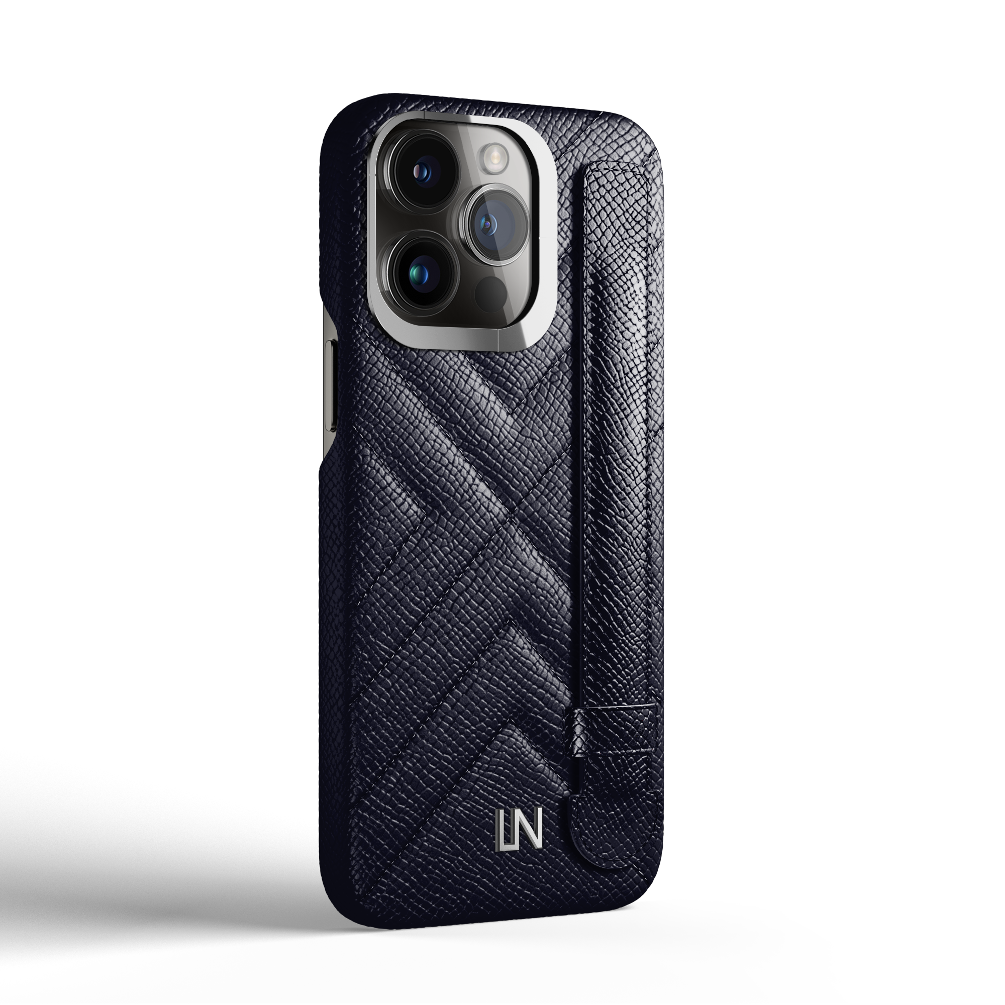 Label Noir iPhone 13 Pro Max Quilted Strap deksel svart skinn