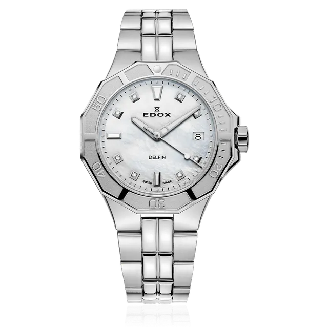 Edox Delfin Diver Date Lady dameklokke vanntett