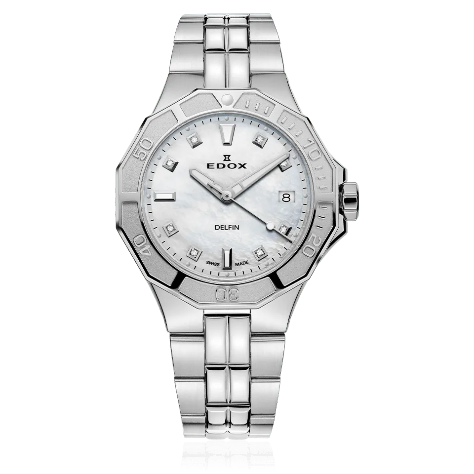 Edox Delfin Diver Date Lady dameklokke vanntett
