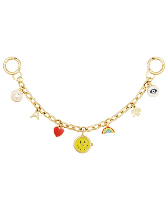 Armitron Bag Charm Chain klokke gull smiley