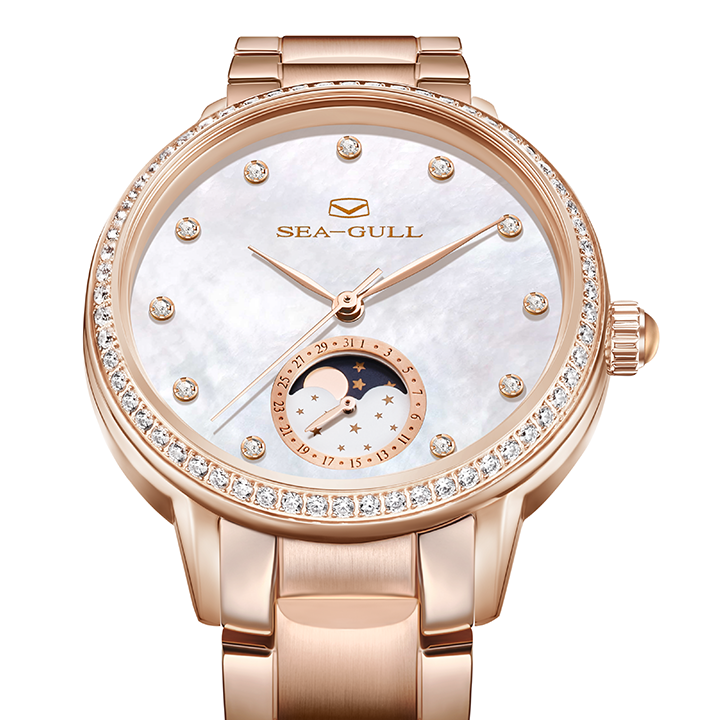 Sea-gull 319.15.1136L dameklokke automatisk 34 mm brun