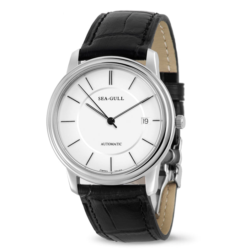 Sea-gull M201S dressklokke automatisk hvit 38 mm