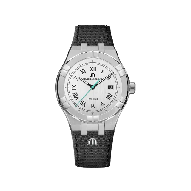 Label Noir Aikon Automatic 42MM klokke stål tekstilreim romertall